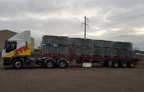 South Coast Site rentals: Temporary fencing on back of transport truck