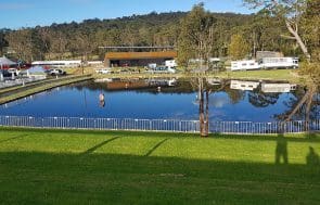 South Coast Site rentals: outdoor event with lake surrounded by temorary fencing