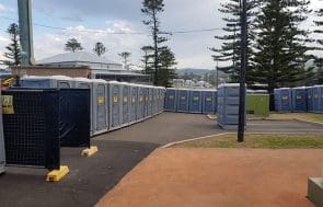 South Coast Site rentals: event toilets with temorary fencing