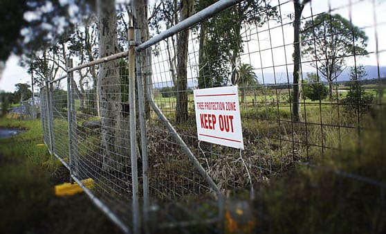 South Coast Site Rentals: Temporary fence with keep out sign